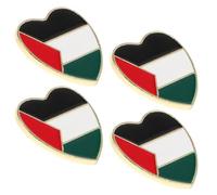 JOINPAYA Pin Bandera de Palestina 4 Piezas Broche de Solapa Dorado Forma de Corazón Accesorio para Ropa y Fiesta Emblema Palestina para Bufanda Vestido y Celebración
