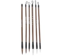 JOINPAYA Pinceles de Caligrafía y Dibujo 6 Unidades Cerdas Naturales, Cordón para Fácil Secado, Perfectos para Estudiantes y Aficionados en Práctica Creativa
