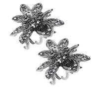 JOINPAYA Pinzas Cabello de Aleación Metálica Gris Cristales, 2 Unidades, Diseño Vintage Grabado, Antideslizantes, para Uso Diario y Accesorios de Belleza