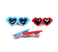 JOINPAYA Pinzas Pelo de Perro Forma de Gafas y Corazón 30 Piezas Colores Mezclados Accesorio Pelo de Mascotas Suave y Cómodo para Fiestas Disfraces y Fotografías