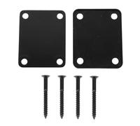 JOINPAYA Placa de Cuello de Repuesto para Guitarra Eléctrica, Placa de Mástil Metálica Negra 4 Tornillos, Accesorios para Mástil de Guitarra, Reforzador para Montaje Fácil y Seguro,