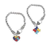 JOINPAYA Pulsera de Autismo Dijes de Rompecabezas Creativa 2 Piezas de Aleación de Zinc Ligera y Resistente Decoloración Decoración para Concientización Autismo Adecuado Uso Diario