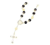 JOINPAYA Pulsera de Muñeca Religiosa Cruz Católica Negra, Cuentas de Cristal Multicolor, Rosario Cruzado para Mujer, Joyería de Pulsera Comunión y Accesorio Diario