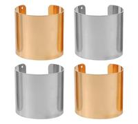 JOINPAYA Pulsera Rígida Abierta Ancha Metálica 4 Piezas 2 Doradas 2 Plateadas Brazaletes Acanalados para Mujer Accesorios de Moda Versátiles para Uso Diario y Obsequio