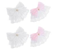 JOINPAYA Puños de Encaje Lolita para Mujer Mangas Cortas sin Dedos Lazo 2 Pares Blanco y Rosa Accesorios de Cosplay y Fiestas Puños Elásticos Bordados para Muñeca