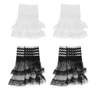 JOINPAYA Puños de Encaje para Mujer, Extensores de Manga Falsos de Tul, Estilo Victoriano Acampanado, Nylon Transpirable, Conjunto de 2 Pares en Color Claro y Negro, Accesorios para Vestir