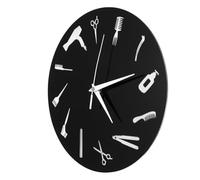 JOINPAYA Reloj de Pared Acrílico Negro para Peluquería Mecanismo Silencioso, Reloj Redondo a Pilas, Adorno Decorativo Adecuado para Salón de Belleza y Hogar