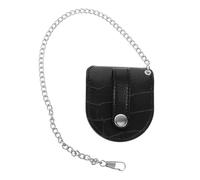 JOINPAYA Riñonera Pequeña de PU Negra con Textura de Bambú para Reloj de Bolsillo con Cadena Blanca Bolso de Cintura Vintage Portátil Caja Protectora para Relojes de Bolsillo Adecuado