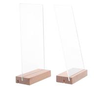 JOINPAYA Soporte de Acrílico Transparente para Letreros de Mesa Base de Madera Resistente 2 Ranuras Verticales y Horizontales Expositor para Menús y Folletos en Restaurantes y