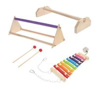 JOINPAYA Soporte para Pájaros de Madera Mate 3 Piezas Xilófono Arcoíris, Accesorio para Jaulas de Aves y Loros, Barra para Descansar y Juguete para Ejercicio de Gallinas y Periquitos