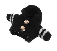 JOINPAYA Sudadera de Punto con Capucha para Muñecos de Peluche Ropa de Repuesto para Ositos Suéter Negro con Botones Accesorio para Muñecas Pequeñas Disfraz Decorativo para Peluche