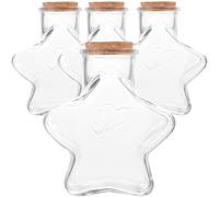 JOINPAYA Tarros de Vidrio Tapones de Corcho en Forma de Pentagrama, 4 Piezas para Decoración de Bodas, se Pueden Llenar Arena o Perfume