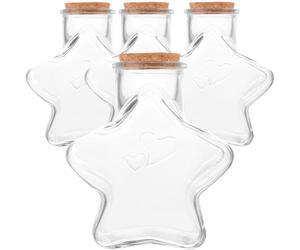 JOINPAYA Tarros de Vidrio Tapones de Corcho en Forma de Pentagrama, 4 Piezas para Decoración de Bodas, se Pueden Llenar Arena o Perfume