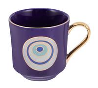 JOINPAYA Taza de Cerámica Patrón Ojo de Fátima para Café y Leche, Capacidad Media Resistente al Desgaste, Azul Royal, Adecuado para Trabajo y Uso Diario Asa Ergonómica