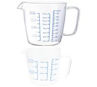 JOINPAYA Taza Medidora de Vidrio de Borosilicato 250 Ml y 500 Ml, Set 2 Piezas Escala Graduada para Líquidos y Harina, Recipiente Medidor Resistente para Cocina y Repostería