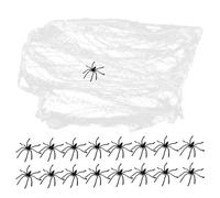 JOINPAYA Telaraña Elástica para Halloween 300 100 Arañas Negras de Plástico Decoración Luminiscente para Interiores y Exteriores Red Espeluznante para Fiestas y Casas Embrujadas