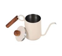 JOINPAYA Tetera de Café Cafetera de Acero Inoxidable 350ml con Cuello de Cisne, Mango y Tapa de Madera, Boquilla Larga y Estrecha para Casa y Cafeterías