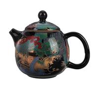 JOINPAYA Tetera de Cerámica Vintage Negra Esmaltada Diseño de Dragón, Capacidad Media, Tetera China Portátil para Servir Té en Camping y Hogar, Utensilio Tradicional para Salón de Té