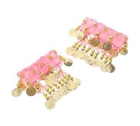 JOINPAYA Tobilleras de Baile para Mujer y Niña Campanas Sonoras Par de 2 Unidades en Color Rosa Diseño Elástico Ajustable Accesorios para Danza del Vientre y Espectáculos de Danza