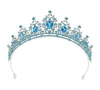 JOINPAYA Tocado Barroco Vintage para Mujer con Gemas de Imitación Adorno Nupcial Azul Plateado para Bodas y Fiestas Accesorio Elegante para Cabello de Novia