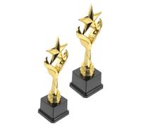 JOINPAYA Trofeo de Plástico Dorado, Juego de 2 Mini Trofeos de Estrella, Premios Infantiles para Aula, Cumpleaños y Competencias Escolares