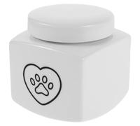 JOINPAYA Urna Conmemorativa para Mascotas 500 Ml de Cerámica Huellas Negras en Forma de Corazón, Recipiente para Cenizas de Perro y Gato, Caja Funeraria para Recuerdo y Memorial
