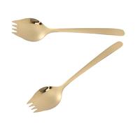 JOINPAYA Utensilios Multiusos de Acero Inoxidable 304, Mango Largo, Color Dorado, 2 Piezas, para Ensaladas, Fideos y Camping, Utensilios Resistentes y Aptos para Lavavajillas