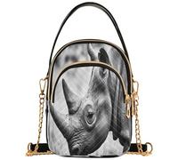 Joitme Cool Rhino - Bolsos de hombro con diseño de animales blancos y negros para mujer, cartera de cadena, monedero para teléfono celular, bolso cruzado con cremallera para mujer, 5.9 x 8.3 x 3.1