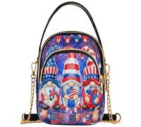 Joitme Gnomes Independence Day Usa - Bolso de hombro para mujer, con correa de cadena, estampado floral, cremallera, bolso cruzado para mujer, 5.9 x 8.3 x 3.1 pulgadas, 5.9 x 3.1 x 8.25 pulgadas