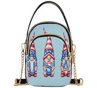 Joitme Gnomes USA Independence Day - Bolso de mano acolchado para teléfono, bolso de mano pequeño con cremallera para mujer, 15 x 8 x 21 cm