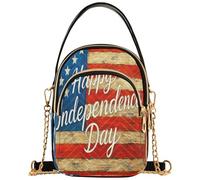 Joitme Monedero de un solo hombro acolchado con correa de cadena para teléfono, monedero moderno con cremallera, bolsa cruzada para el día independiente de Estados Unidos, 5.9 x 3.1 x 8.25 pulgadas