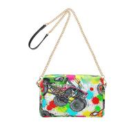 Joitme Splatter Colorful Monster Trucks - Bolso cruzado para mujer, bolso de mano para teléfono celular, bolso con correa de cadena, bolso de hombro de piel sintética