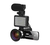 JOJIDE Videocamara, 2 PCS 4K Videocámara Cámara de Video Digital for Streaming Vlog Recorder 18X Estabilizador de cámara Web de lapso de Tiempo(No SD Card,Blauw)