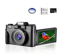 JOJIDE Videocamara, Cámara Digital de 48MP Videocámara 4K UHD Vlog 3.0quot; Cámara Web Digital Selfile con Pantalla abatible de 180° for Lente Macro Gran Angular(with Filter)