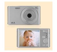 JOJIDE Videocamara, Cámaras fotográficas Digitales Vintage de 44MP, grabación de lapso de Tiempo, videocámara fotográfica 4K, grabadora de vídeo Vlog compacta for Regalo de niños(128G SD Card,Silver)