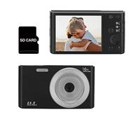 JOJIDE Videocamara, Cámaras fotográficas Digitales Vintage de 44MP, grabación de lapso de Tiempo, videocámara fotográfica 4K, grabadora de vídeo Vlog compacta for Regalo de niños(64G SD Card,Nero)