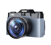 JOJIDE Videocamara, Lente Macro Cámara Digital 4K Pantalla abatible Selfie Videocámara 48MP Vlog Webcam Vintage Video Recorder 16X Gran Angular(32G SD Card,with Lens Fliter-01)