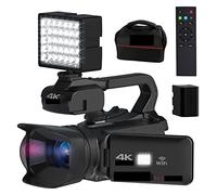 JOJIDE Videocamara, Videocámara Profesional Full 4K Zoom 18X 4quot;Pantalla táctil 64MP Cámara de Video Lapso de Tiempo Grabadora Digital Streaming Webcam(16G SD Card,with Fill Light)