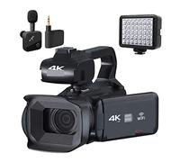 JOJIDE Videocamara, Videocámara Profesional Full 4K Zoom 18X 4quot;Pantalla táctil 64MP Cámara de Video Lapso de Tiempo Grabadora Digital Streaming Webcam(No SD Card,with Mic Light)