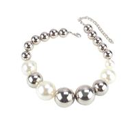 jojnsha Collar de moda vintage elegante con cuentas de perlas, gargantilla de bola, temperamento, cadena de clavícula, regalo de cumpleaños, joyería única, talla única, como se describe, como se