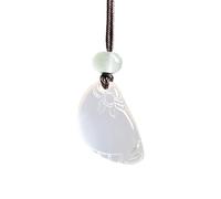 jojnsha Collar único de piedra de jade natural con diseños étnicos tradicionales para eventos culturales y uso diario, 15*10*2CM, Calcedonia de jade