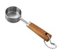 jojnsha Cuchara medidora ergonómica de acero inoxidable de 14 ml con mango de madera, ideal para hornear y cocinar cómodamente