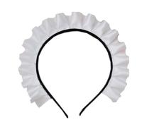jojnsha Diadema blanca con volantes para el pelo de sirvienta, hermoso tocado gótico de anime, accesorios para el cabello