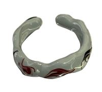 jojnsha Elegantes anillos abiertos con aceite de goteo pintado a mano y lámina dorada de cerámica para amantes de la moda, talla única, como se describe, como se describe