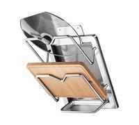 jojnsha Estante de acero inoxidable para tapa de ollas, organizador de utensilios de cocina, estante de cocina multifuncional para cubierta de sartén, accesorios de montaje en pared