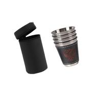jojnsha Juego De Vidrio Chupito Acero con Cubierta 30/70/180 Ml Capacidad Portátil para Fiestas Y Vidrio Regalo Viaje Viaje