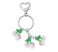 jojnsha Llavero con colgante en forma de fresa de acrílico cautivante fruta en cereza colgante joyería hecha a mano fresa y cereza, A., Talla única