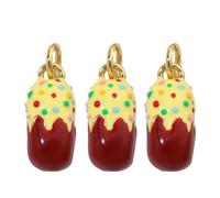 jojnsha Paquete de 3 elegantes colgantes chapados en oro con diseño de helados de helado para mujer, dije de corazón y seta, talla única, como se describe, como se describe