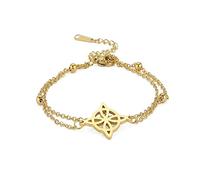 jojnsha Pulsera de doble capa de acero inoxidable con nudo de bruja para mujer, amuleto de regalo para hombre, amuleto de doble capa, talla única, como se describe
