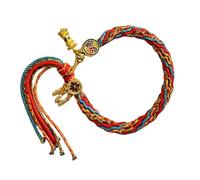 jojnsha Pulsera tibetana tejida a mano para la suerte para mujer con coloridos patrones de reencarnación y diseños únicos, 7*6*2cm, Algodón